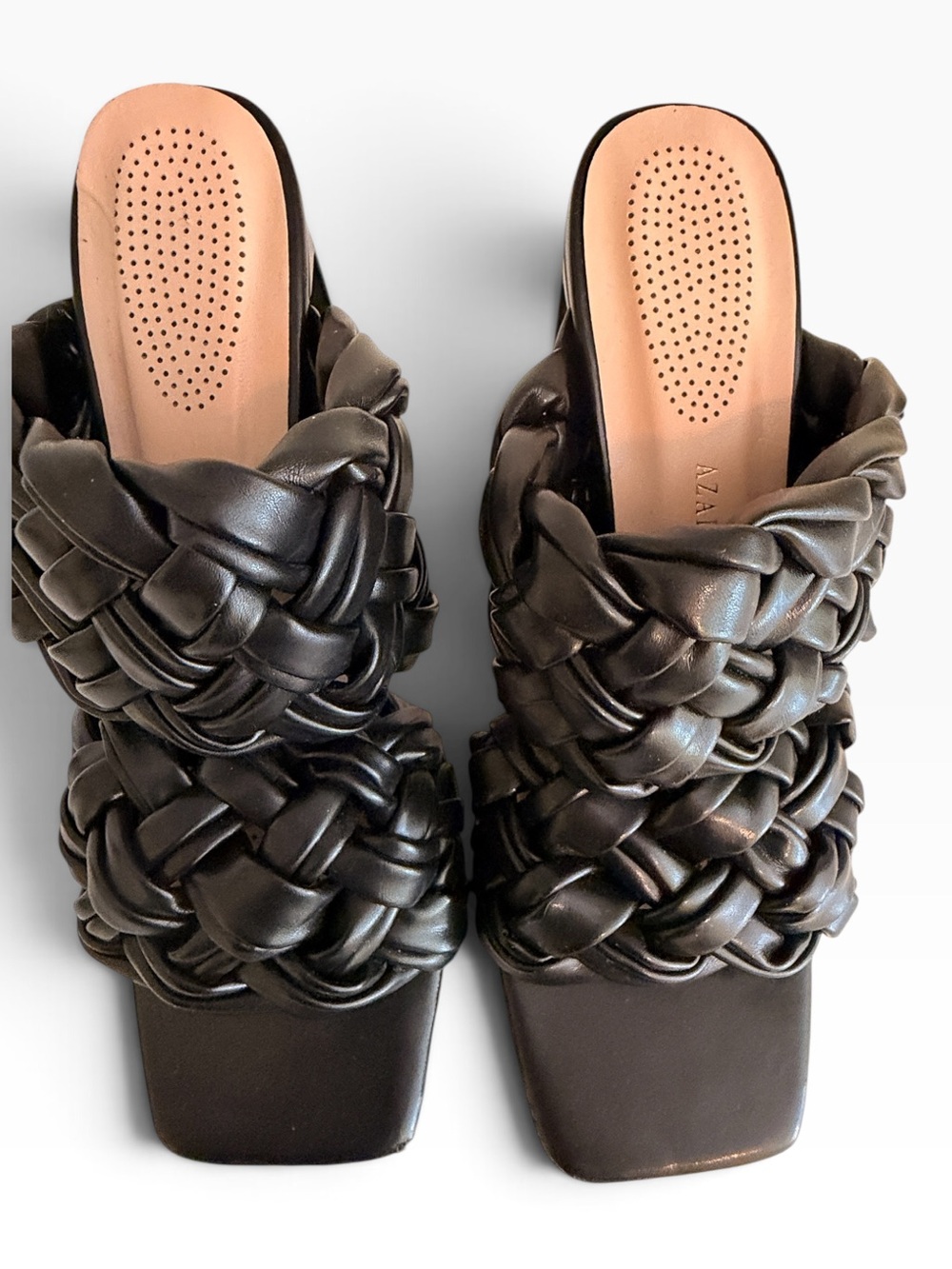Azalea Wang "It's All Love" Black Braided Mule Heels 8 - Picture 2 of 7